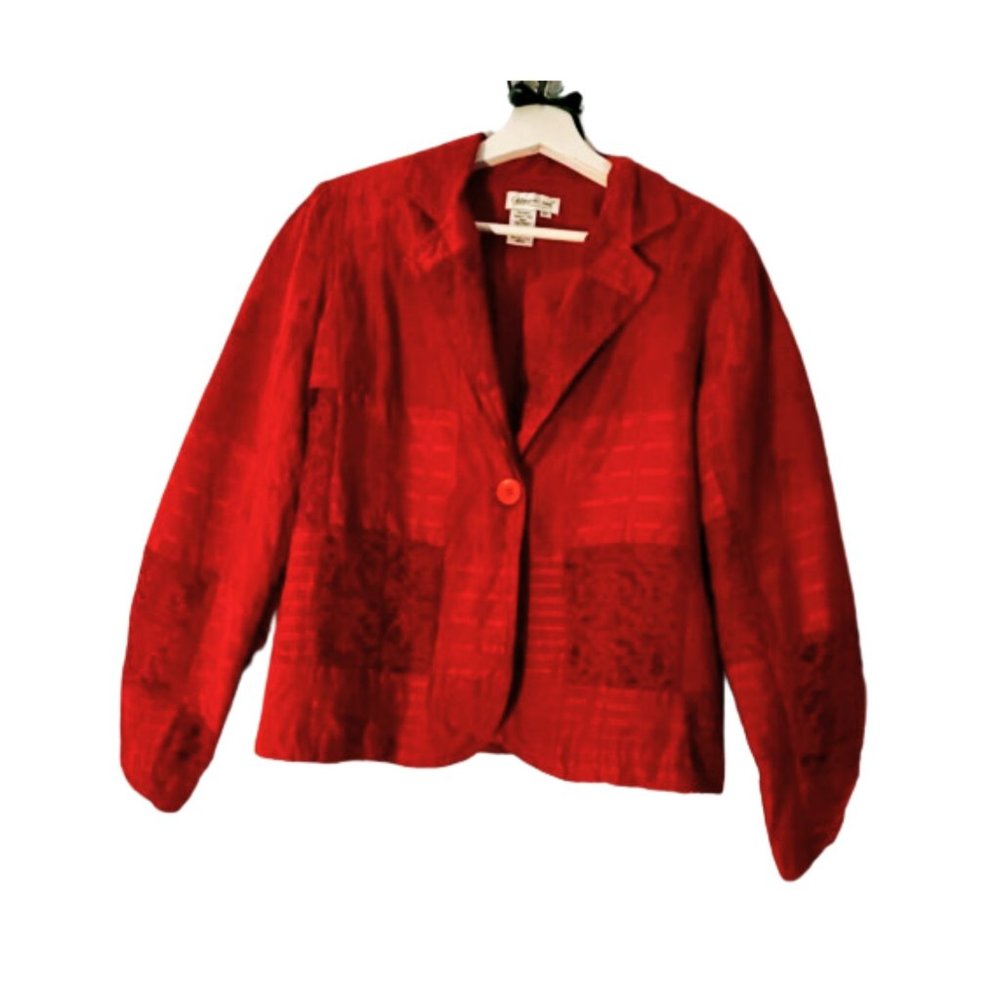 COLDWATER CREEK Red Blazer/Career Jacket XS One Button Lace Embellishments